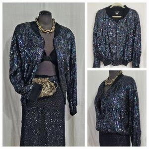 Sequin Bomber Jacket / L
